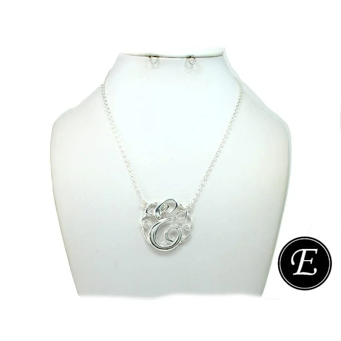 Stunning diamond pendants for necklaces to add sparkle and elegance -ON1003SV Initial "E" Silver Pendent Necklace