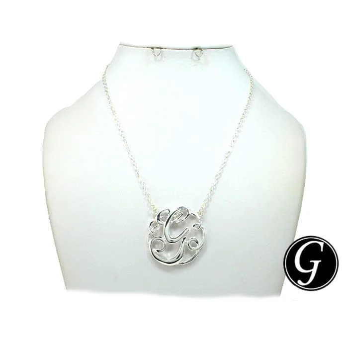 Statement necklaces with large pendants for women who love bold, eye-catching jewelry -ON1004SV Initial "G" Silver Pendent Necklace