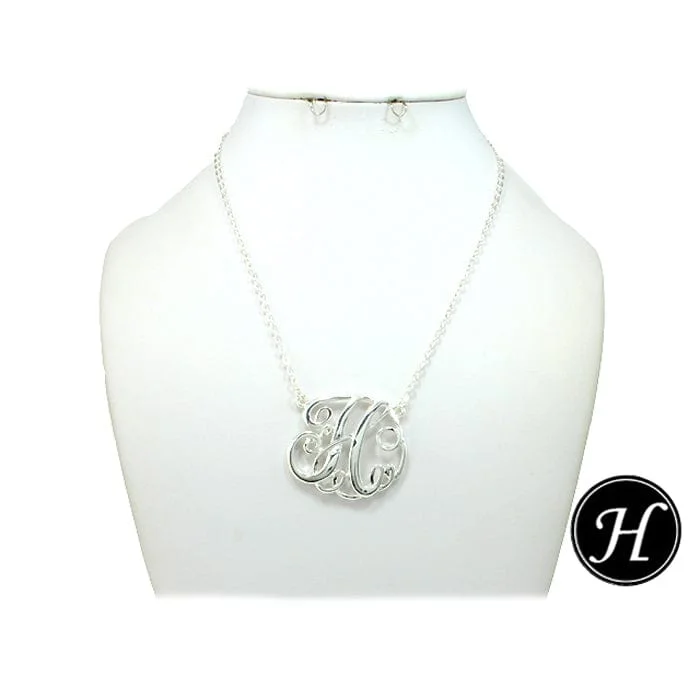 Layered necklaces and pendants for a trendy and fashionable statement style -ON1005SV Initial "H" Silver Pendent Necklace