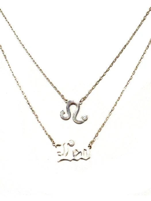 Beautiful heart-shaped pendants on necklaces for romantic and sentimental gifts -TN9085 Zodiac Sign and Name Necklace Set