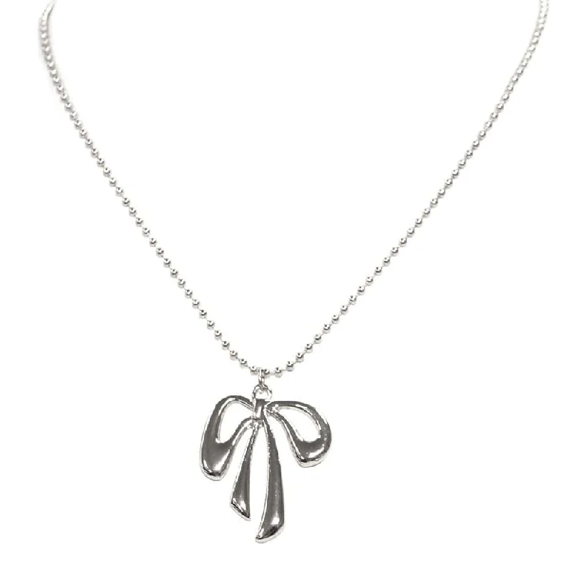 Unique pendant necklaces with personalized initials for customized, meaningful fashion -TN9234 Droopy Ribbon Necklace