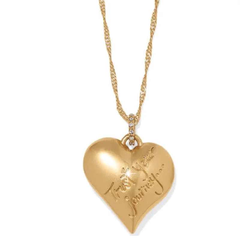 Classic silver pendant necklaces with clean designs for everyday, versatile wear -Trust Your Journey Golden Heart Necklace