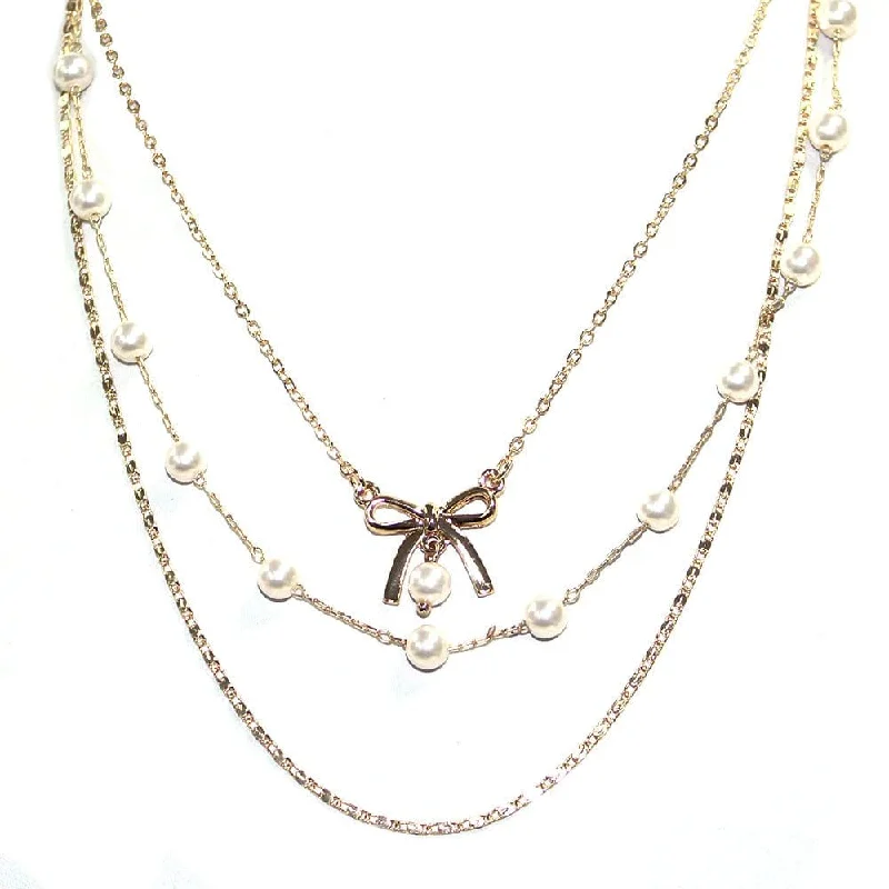 Rose gold necklaces with floral pendants for a feminine and elegant accessory -VNE1371 Macy Layered Necklace