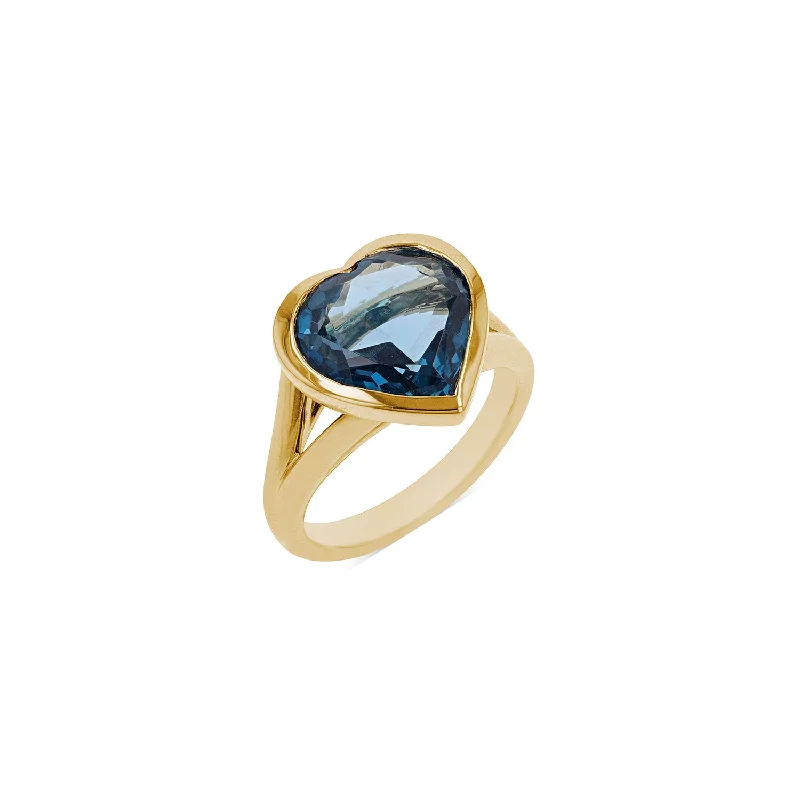 Delicate gemstone rings ideal for subtle finger accents -14k London Blue Topaz Heart Ring