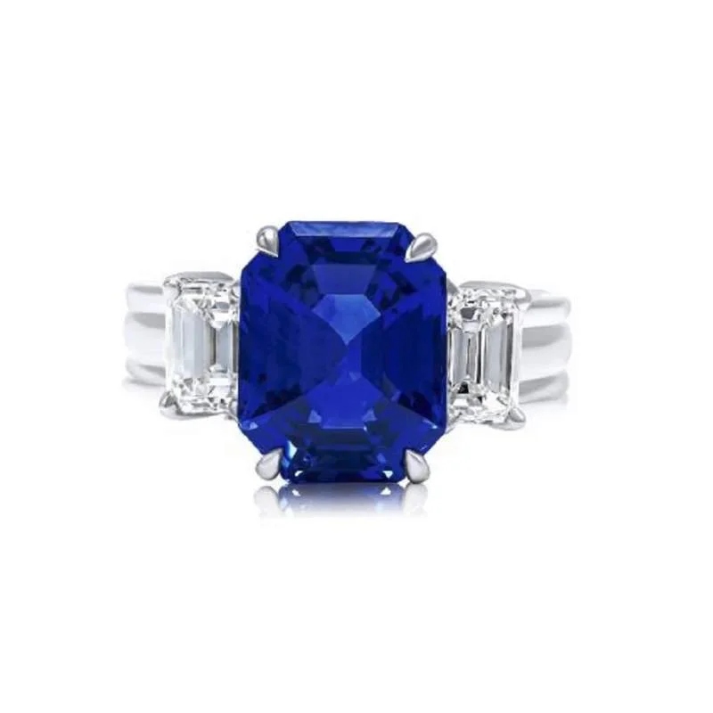 Secure gemstone rings with bezel stone settings -18K SAPPHIRE DIAMOND RING