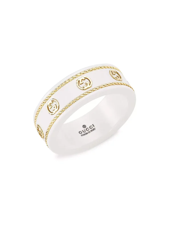 Stackable gemstone rings perfect for finger layering flair -18KT GOLD GUCCI ICON RING.