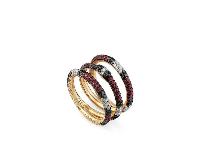 Delicate gemstone rings ideal for subtle finger accents -18KT GOLD GUCCI OUROBOROS SNAKE RING.