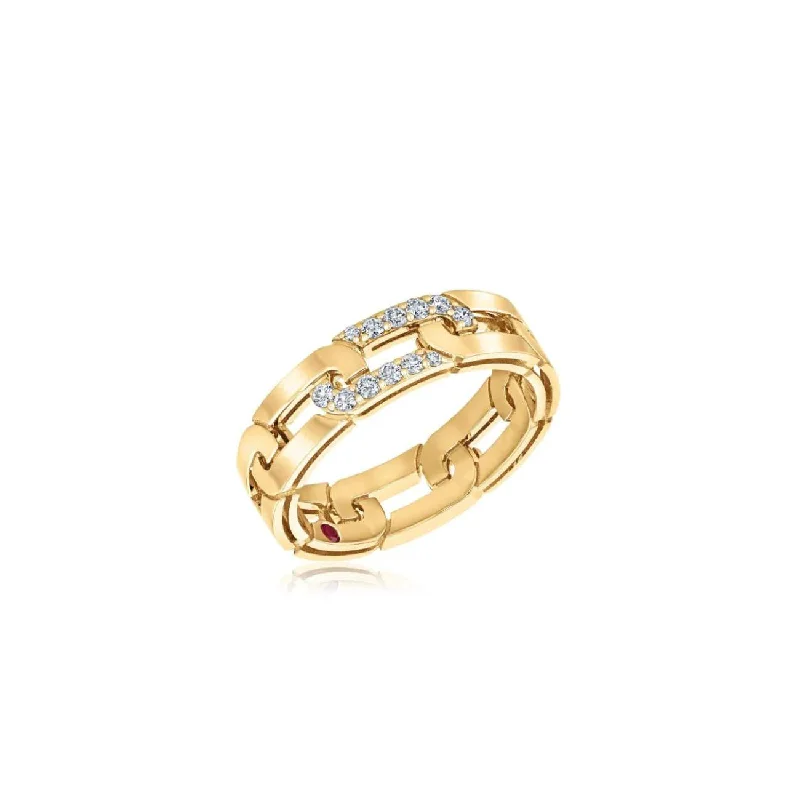 Twisted gemstone rings with artistic stone band flair -18KT GOLD ROBERTO COIN NAVARRA RING