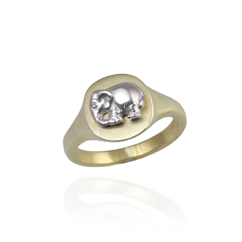 Affordable gemstone rings under fifteen dollars for gifts -Baby Elephant Signet Ring