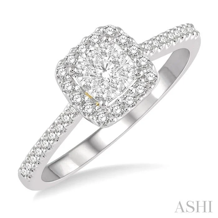 Glam gemstone rings perfect for dazzling night wear -CUSHION SHAPE HALO LOVEBRIGHT ESSENTIAL DIAMOND ENGAGEMENT RING