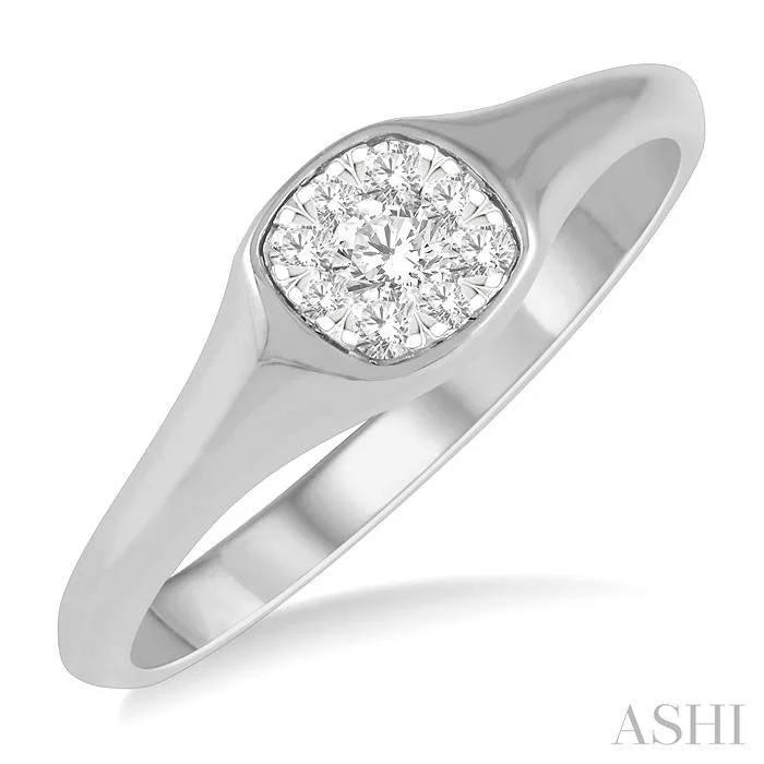 Gemstone rings with white gold for sleek shine -CUSHION SHAPE LOVEBRIGHT ESSENTIAL DIAMOND SIGNET RING