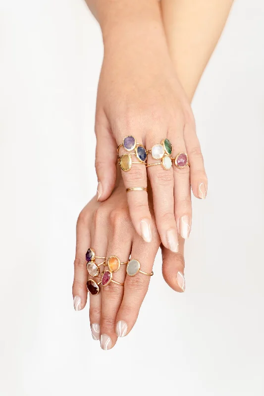 Vibrant gemstone rings with multicolor stone arrays -Elements Cosmic Ring