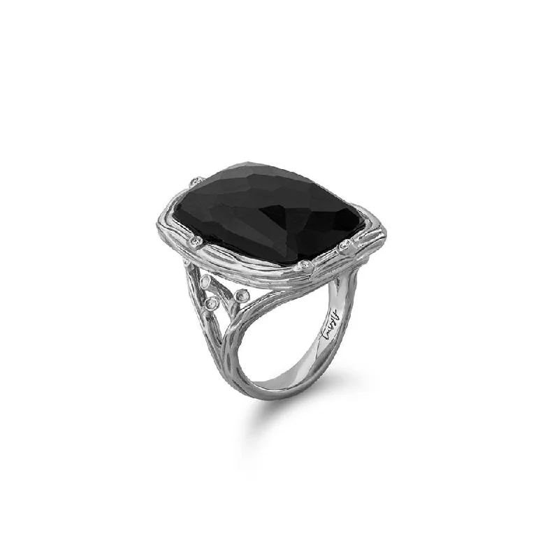 Modern gemstone rings with trendy stone designs -Enchanted Forest Ring with Hematite Doublet and Diamonds