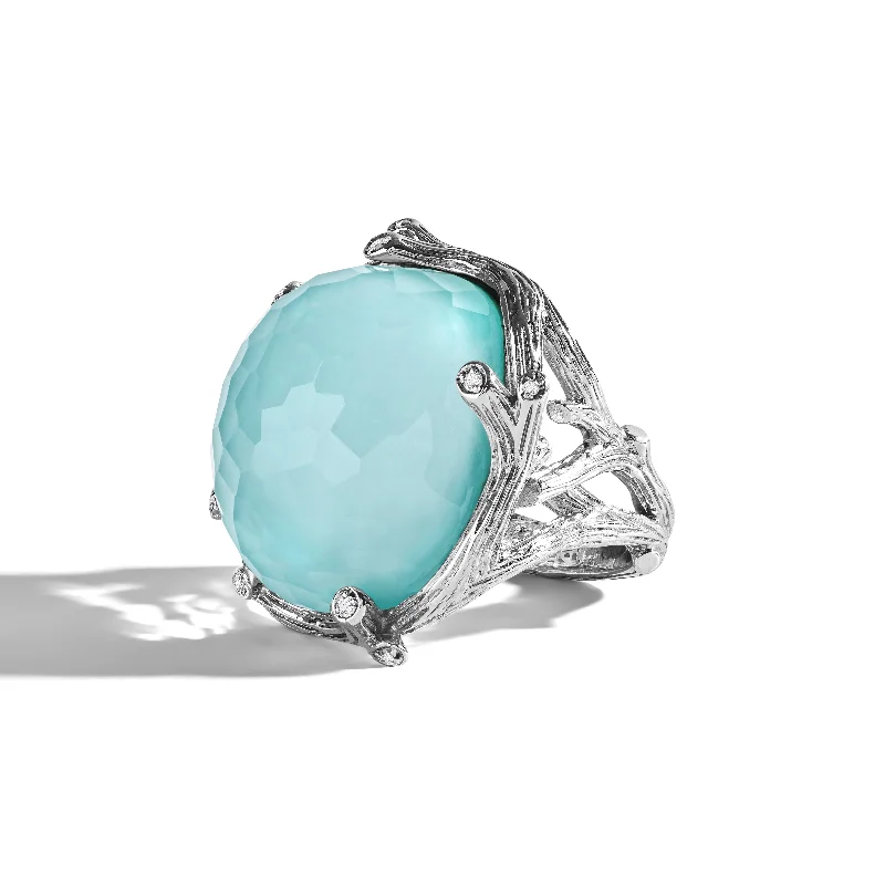 Gemstone rings perfect for casual finger accessorizing -Enchanted Forest Ring with Turquoise Doublet and Diamonds