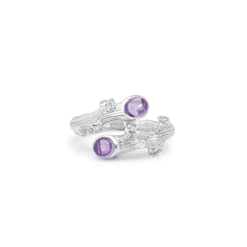 Chunky gemstone rings for striking finger statements -Enchanted Forest Ring with Amethyst and Diamonds