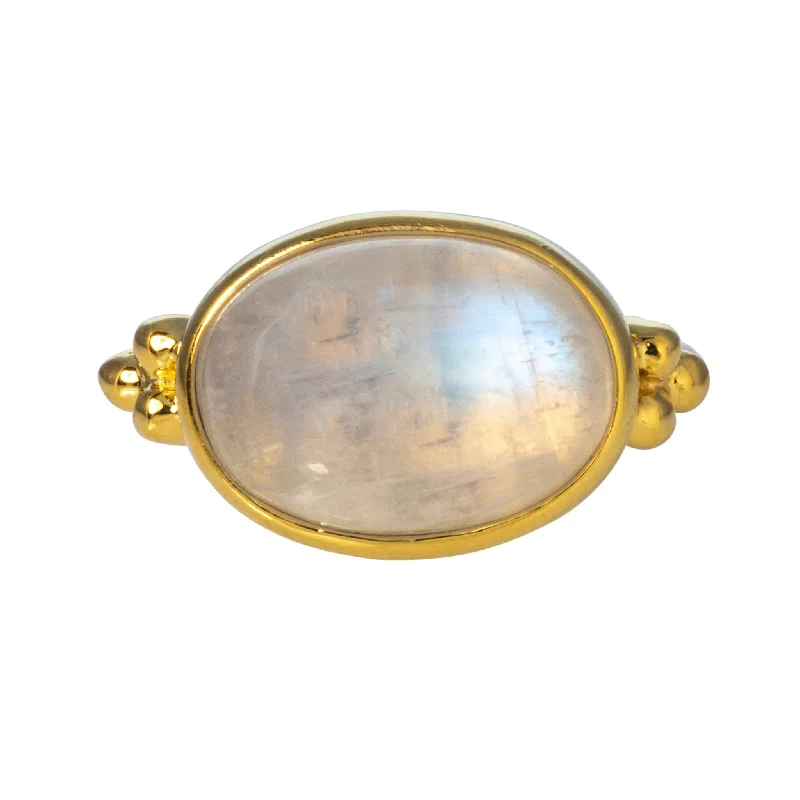 Affordable gemstone rings under fifteen dollars for gifts -Mazza Moonstone 14K Yellow Gold Capri Ring