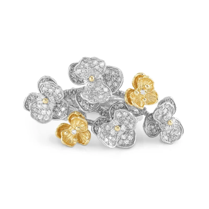 Gemstone rings inspired by vintage stone elegance -Orchid Cluster Ring with Diamonds