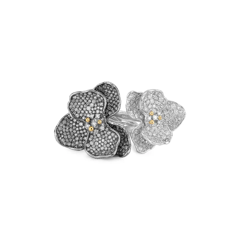 Gemstone rings with retro stone settings for charm -Orchid Double Ring with Diamonds