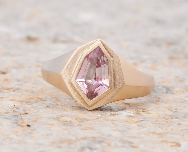 Drop gemstone rings with long stone finger elegance -Shield Signet Ring