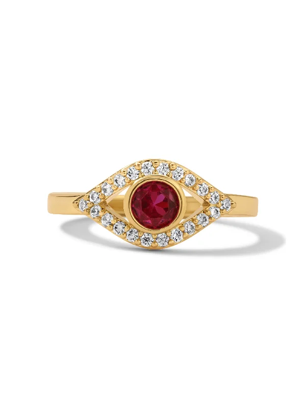 Wrapped gemstone rings with wire for boho charm -The Ruby Eye Ring