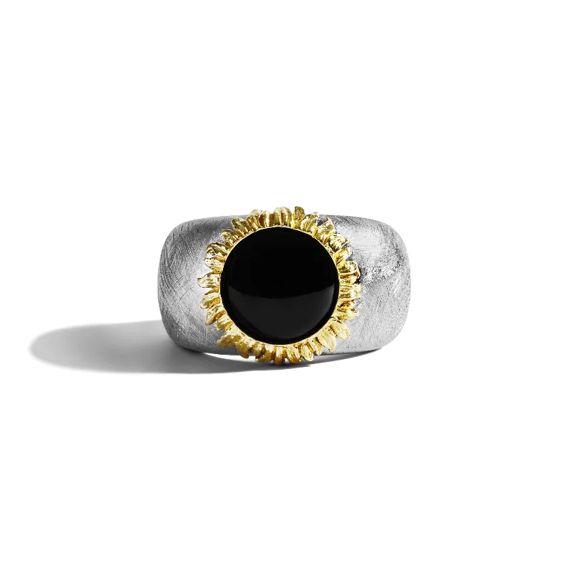 Gemstone rings made with recycled eco-friendly materials -Vincent Cuff Ring with Black Onyx