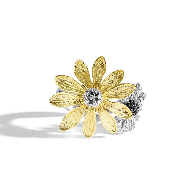 Gemstone rings featuring raw diamonds for wild beauty -Vintage Bloom Ring