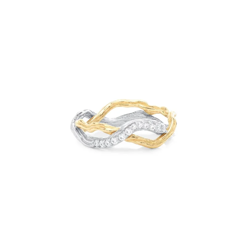 Curved gemstone rings perfect for band matching -Wisteria Ring with Diamonds